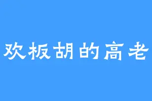 喜欢板胡的高老大