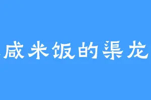 爱吃咸米饭的渠龙老祖