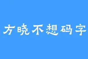 方晓不想码字
