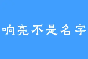 响亮不是名字
