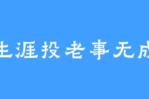 生涯投老事无成