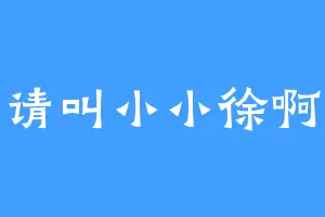 请叫小小徐啊