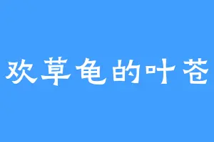 喜欢草龟的叶苍云