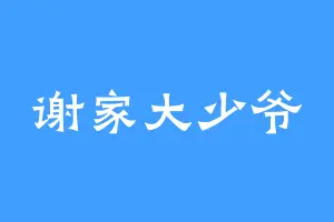 谢家大少爷