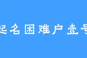 起名困难户壹号